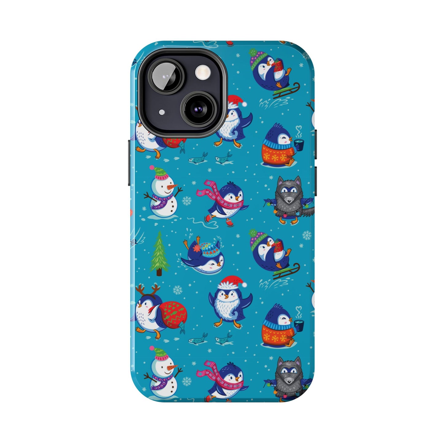 Whimsical Christmas Penguin & Snowman Tough Phone Cases