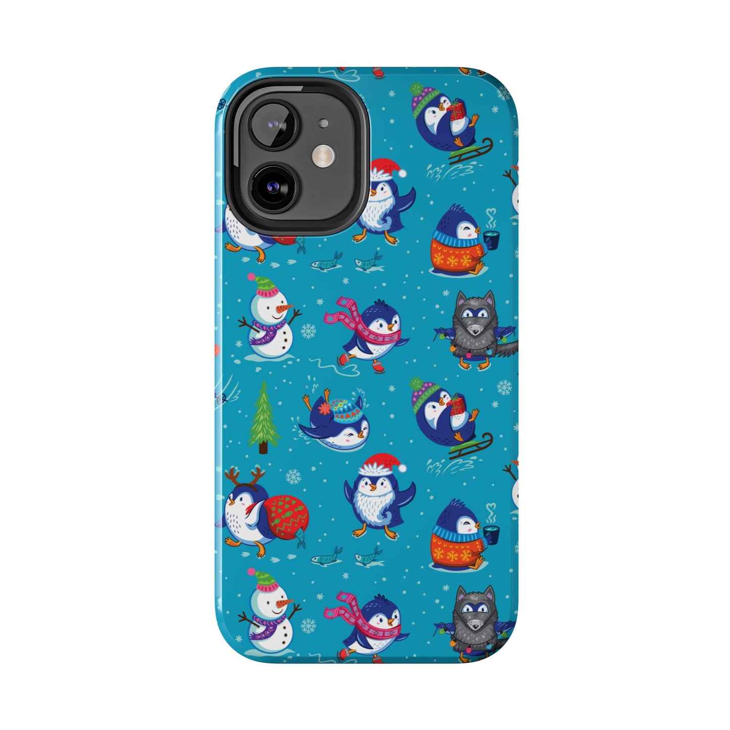 Whimsical Christmas Penguin & Snowman Tough Phone Cases