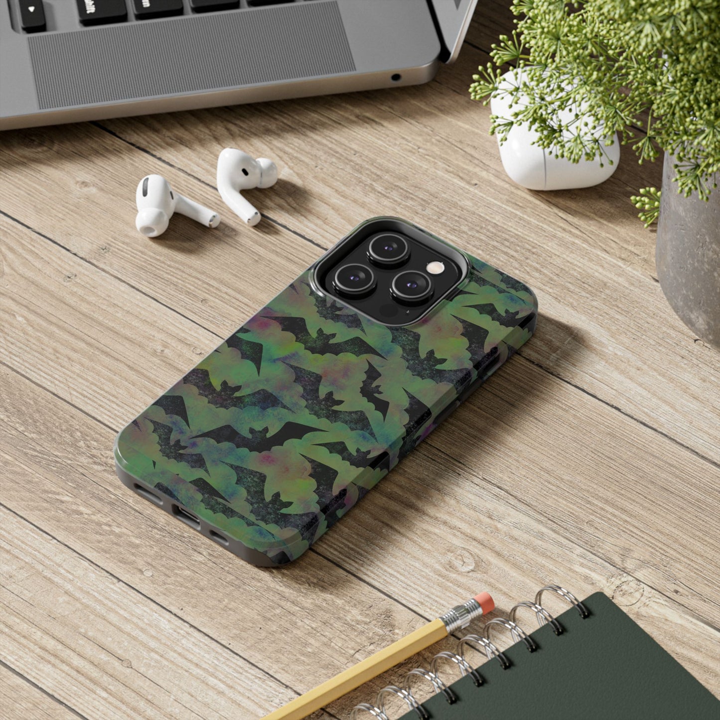 Halloween Bats Military Green Tough Phone Cases