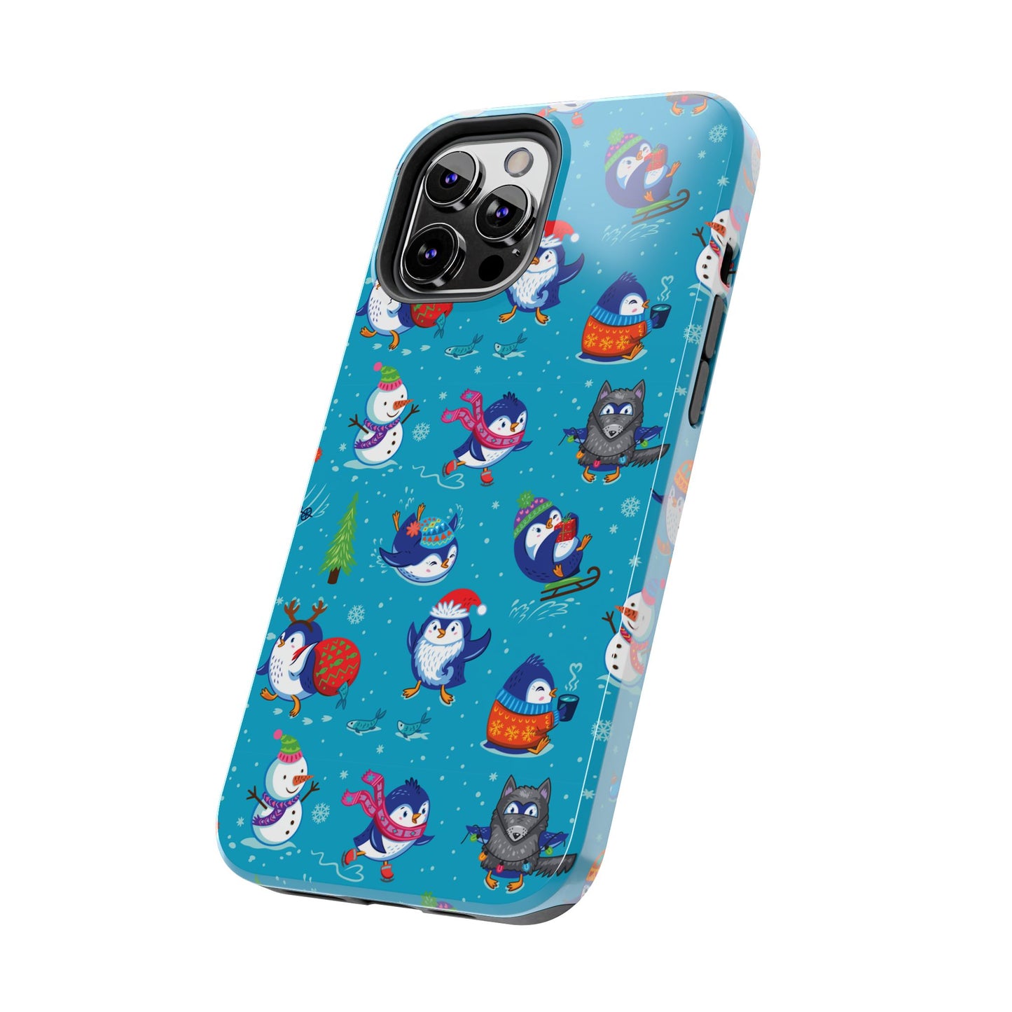 Whimsical Christmas Penguin & Snowman Tough Phone Cases