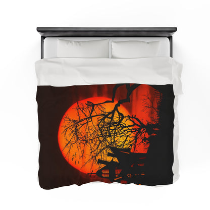 Haunted House Halloween Velveteen Super Soft Plush Blanket 60" X 80"