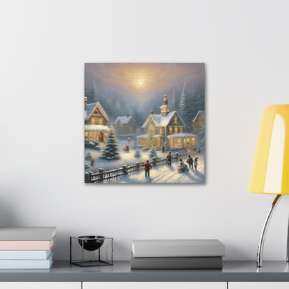 Snowy Christmas Village Canvas Gallery Wrap