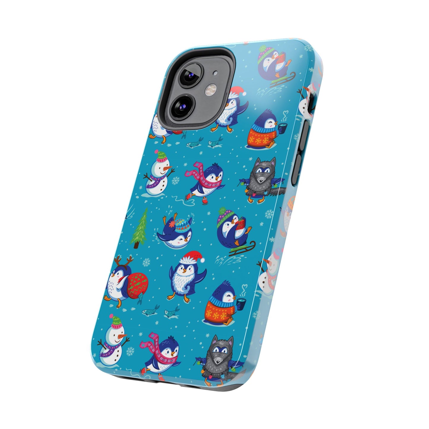 Whimsical Christmas Penguin & Snowman Tough Phone Cases