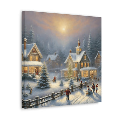 Snowy Christmas Village Canvas Gallery Wrap