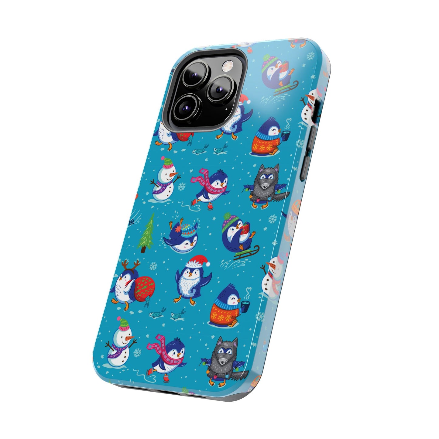 Whimsical Christmas Penguin & Snowman Tough Phone Cases