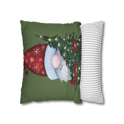 Christmas Gnome Spun Polyester Square Pillowcase (Cover Only)