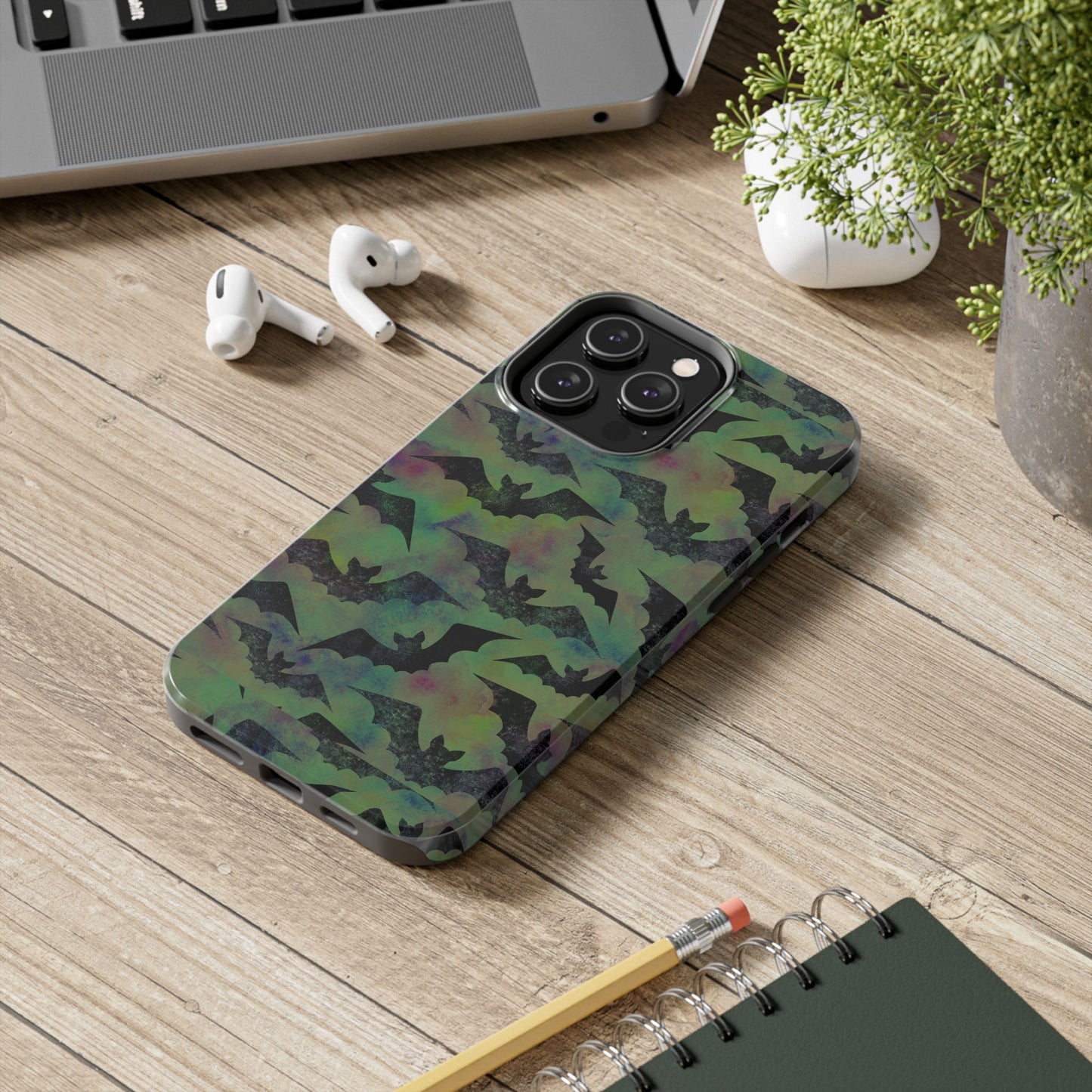 Halloween Bats Military Green Tough Phone Cases