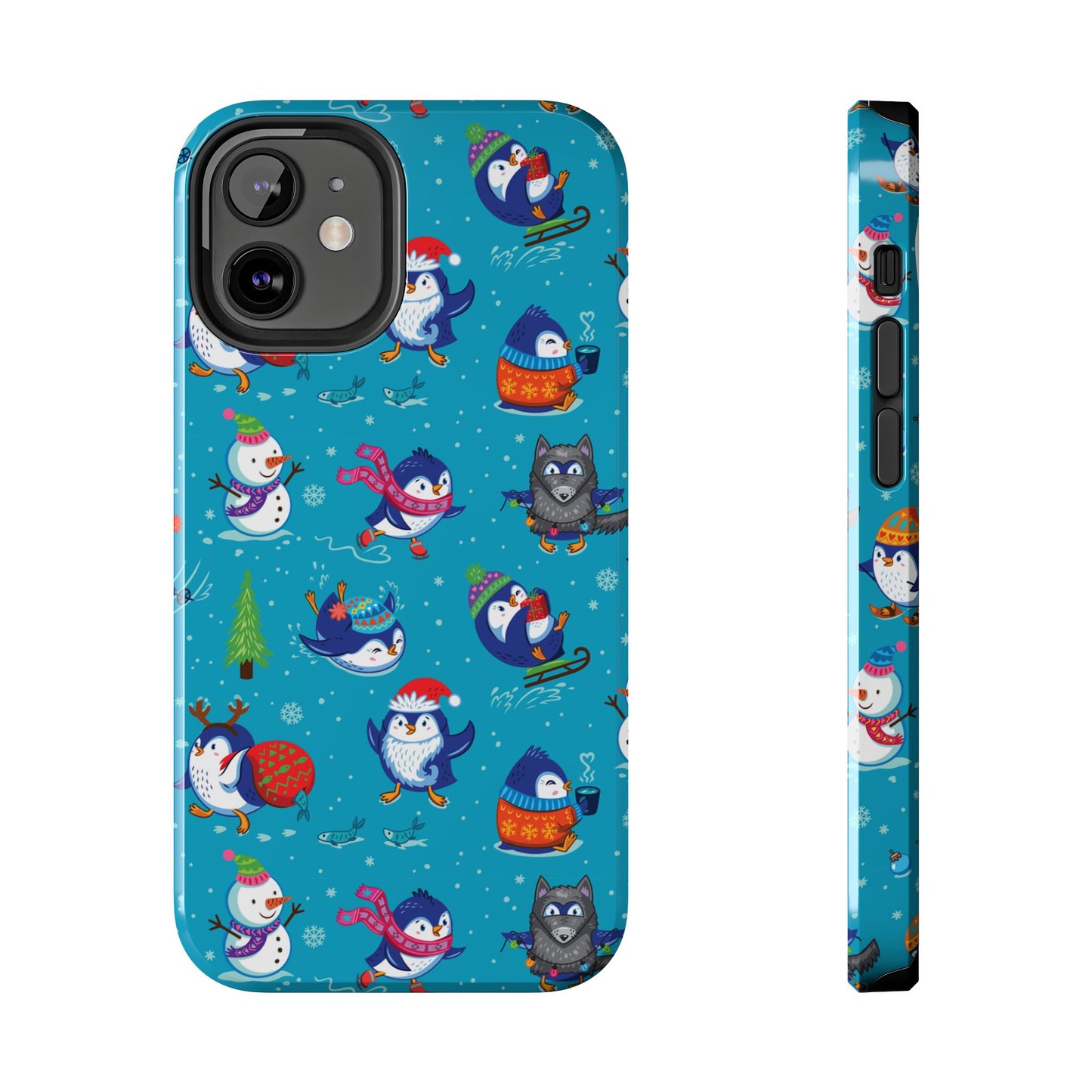 Whimsical Christmas Penguin & Snowman Tough Phone Cases