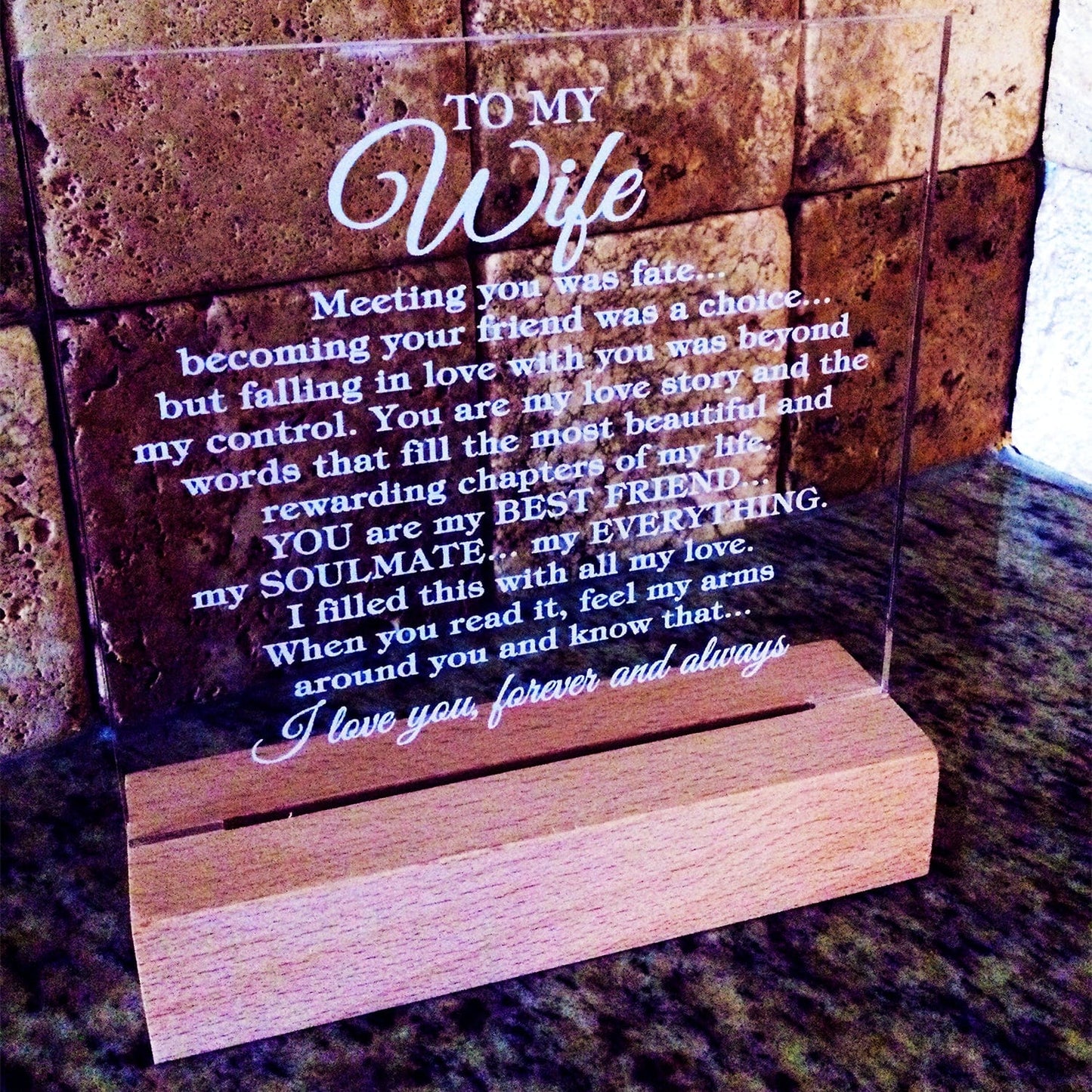 To My Wife "Meeting you was..." Acrylic Plaque