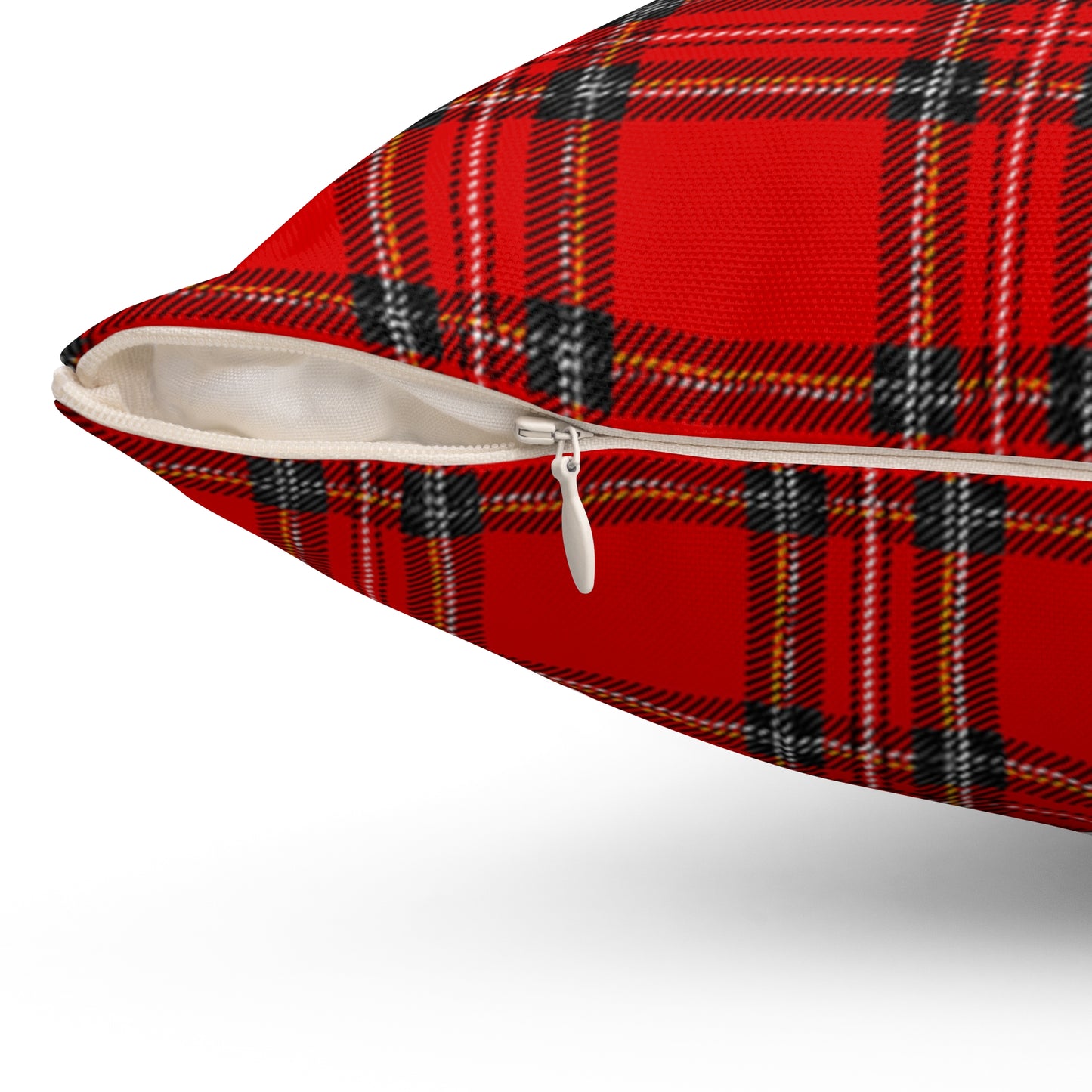 Red Christmas Tartan Spun Polyester Square Pillow (Cover & Pillow)