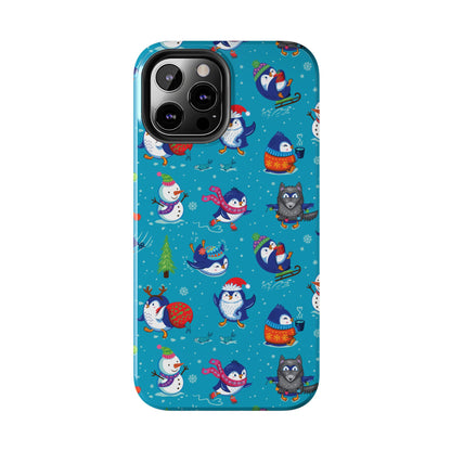 Whimsical Christmas Penguin & Snowman Tough Phone Cases