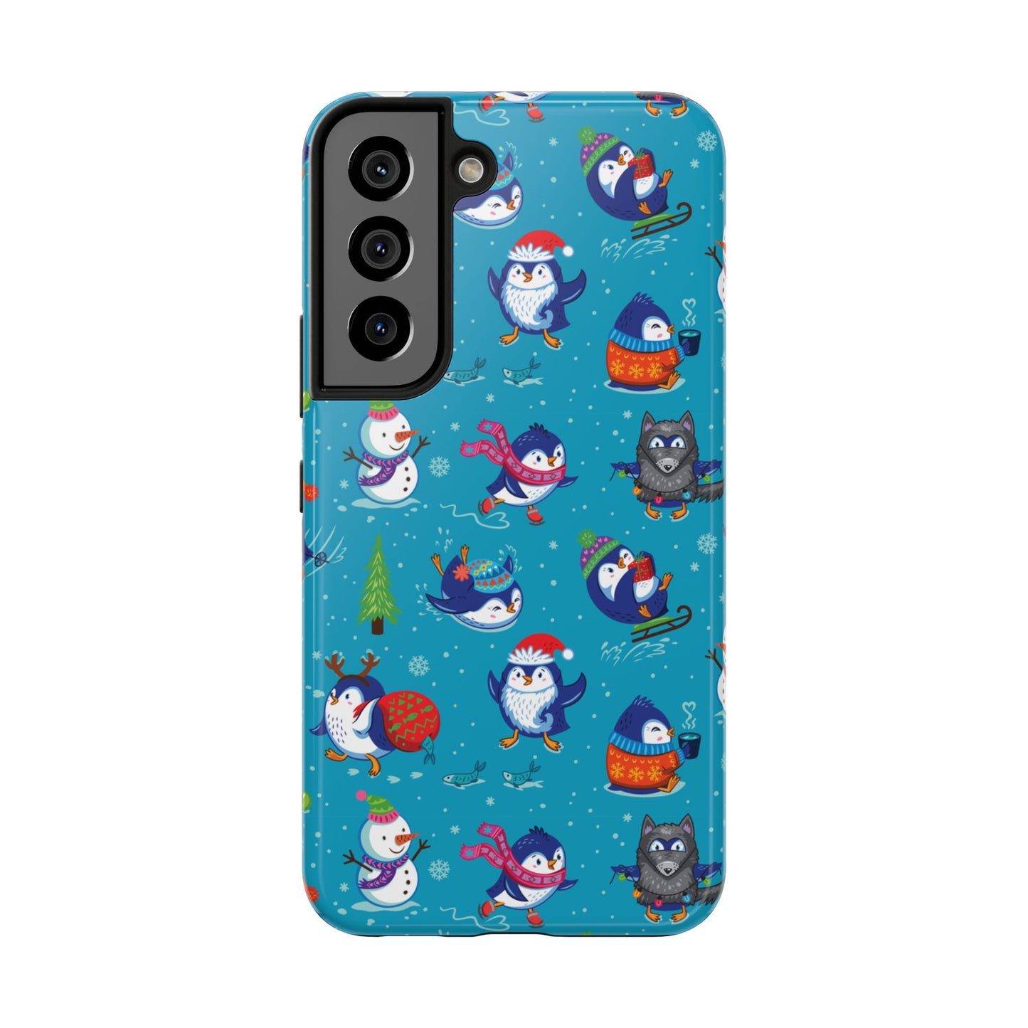 Whimsical Christmas Penguin & Snowman Tough Phone Cases