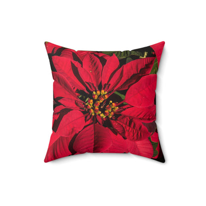 Christmas Poinsettia Spun Polyester Square Pillow (Cover & Pillow)