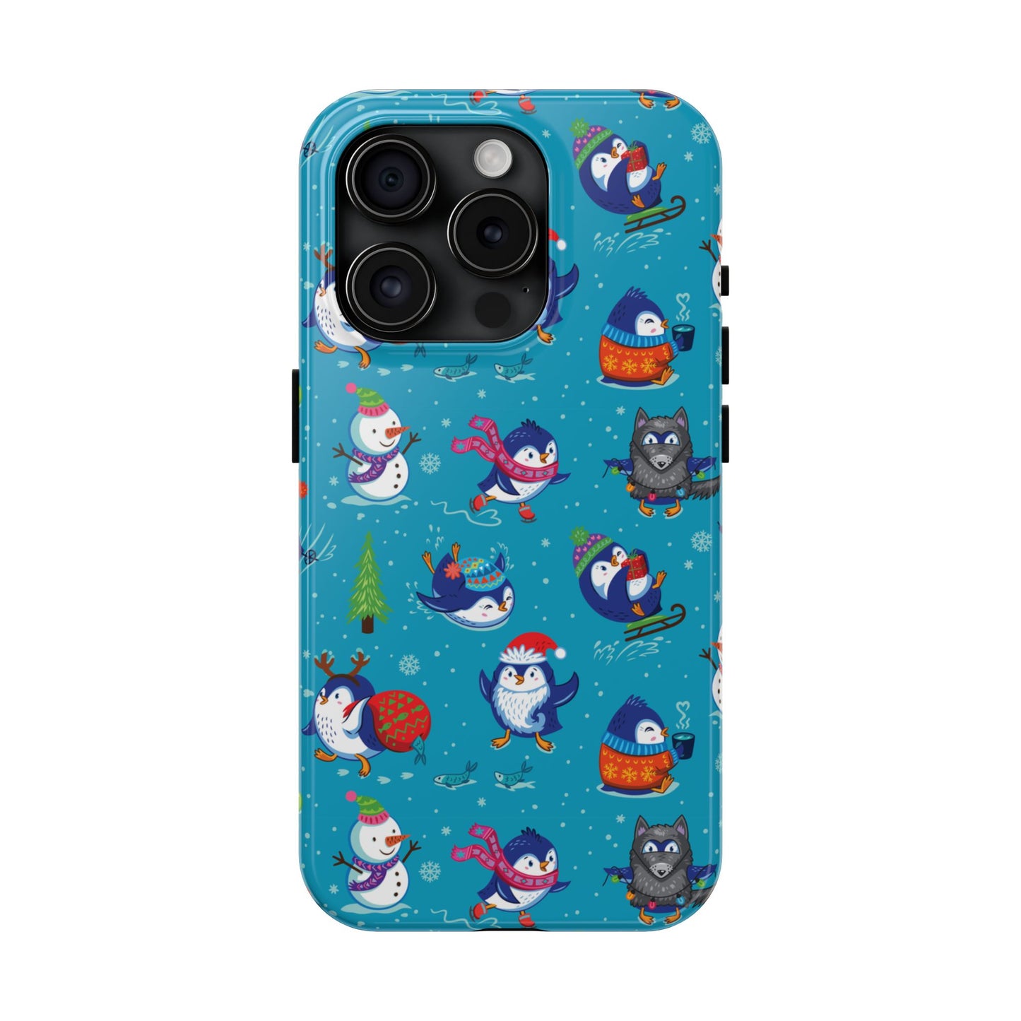 Whimsical Christmas Penguin & Snowman Tough Phone Cases