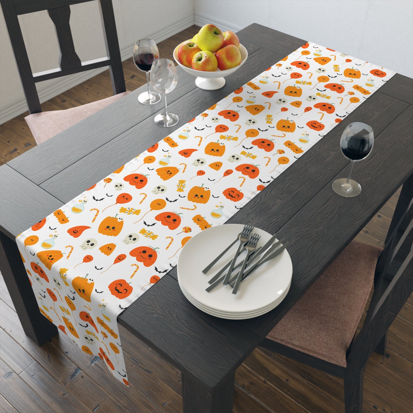 Whimsical Halloween Pumpkins Table Runner 16" X 72"