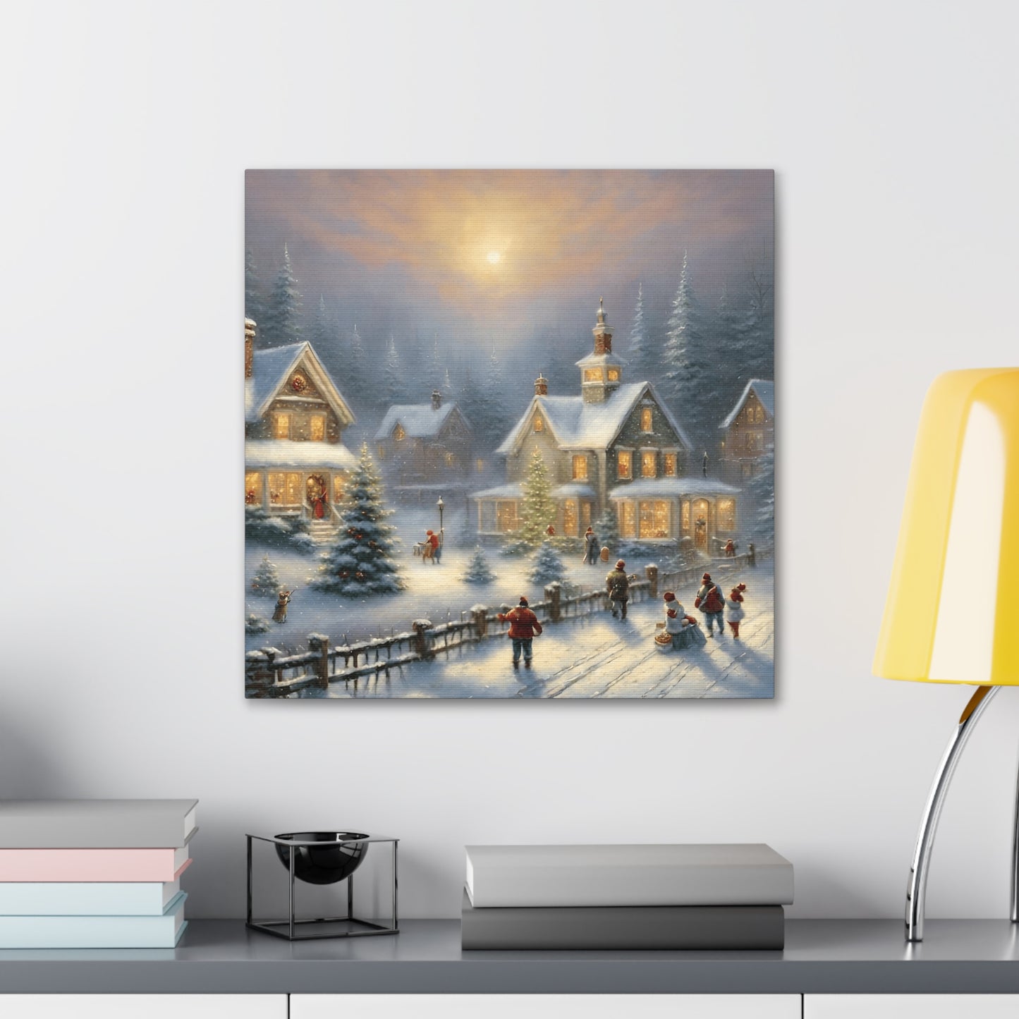 Snowy Christmas Village Canvas Gallery Wrap