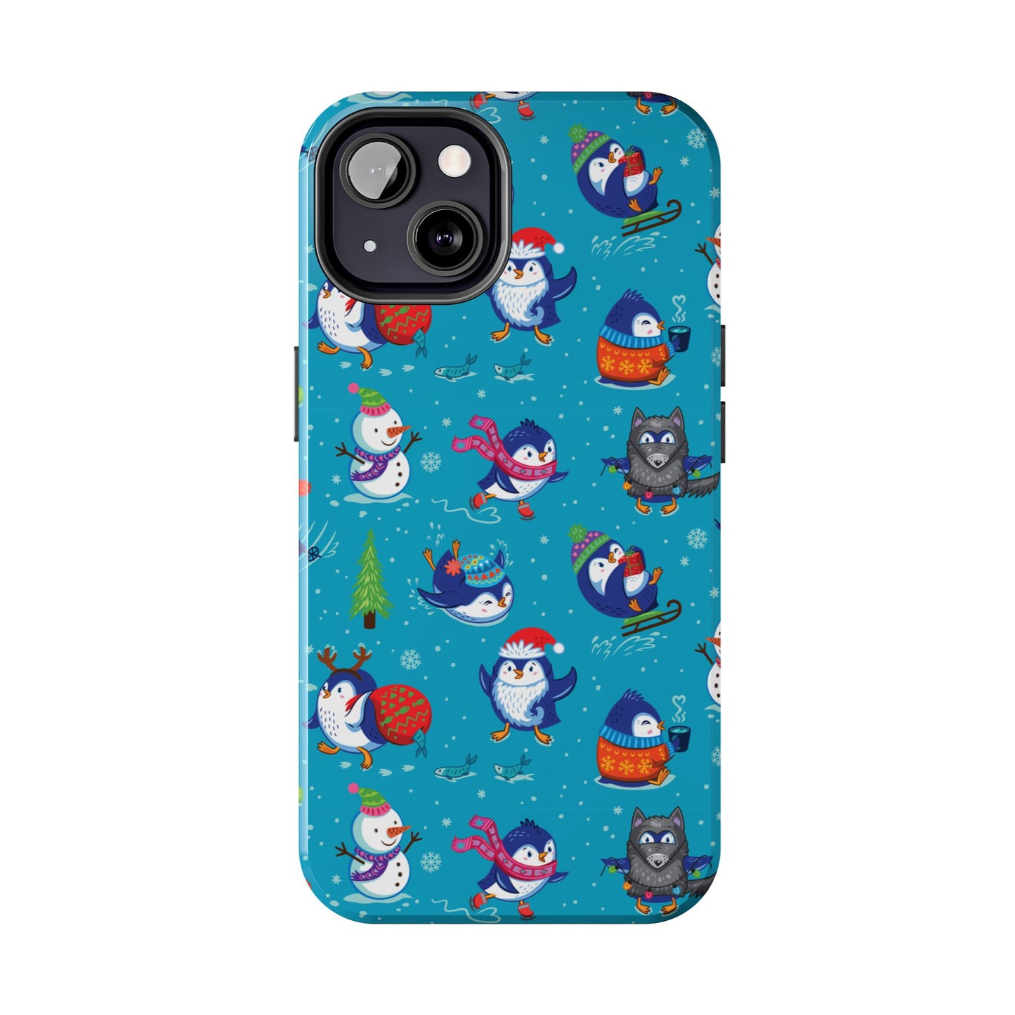 Whimsical Christmas Penguin & Snowman Tough Phone Cases