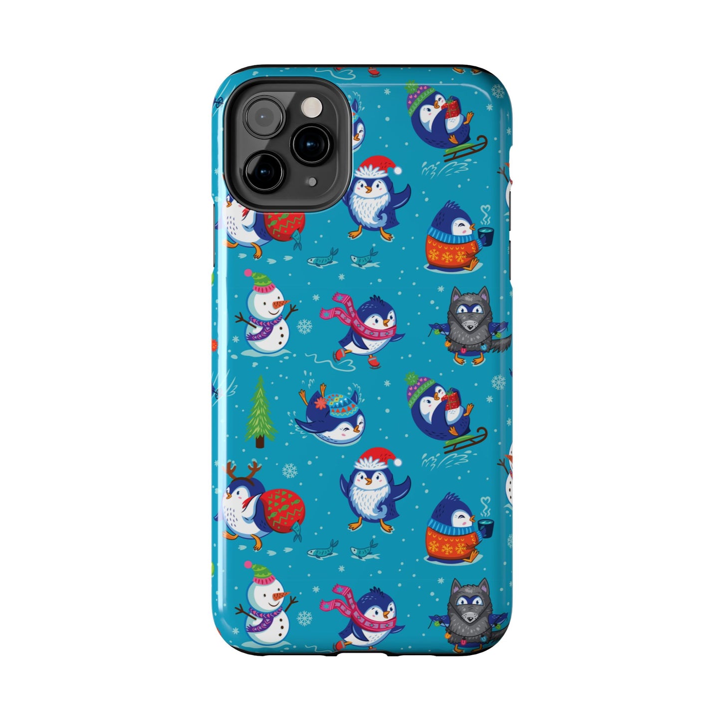 Whimsical Christmas Penguin & Snowman Tough Phone Cases