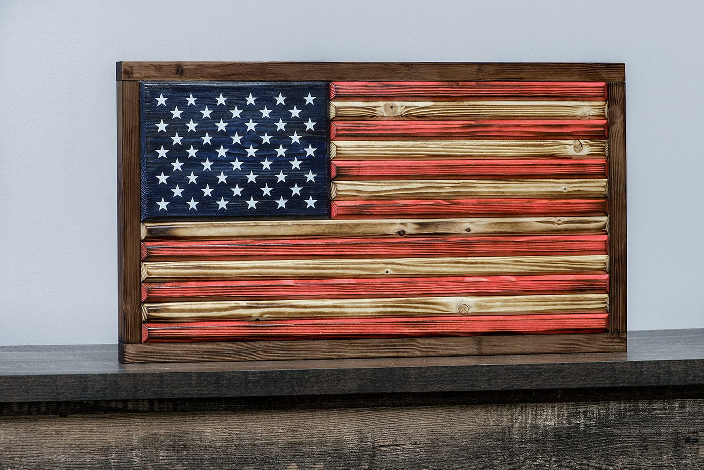 READY TO SHIP Framed Rustic Wooden American Flag, Handcrafted Woodworking by Eric