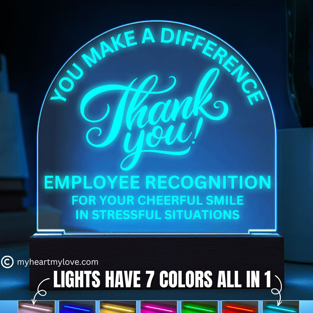 Employee Recognition Award Acrylic Plaque with LED Lighted  Dome (with 7 Color Settings all in 1)