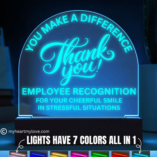 Employee Recognition Award Acrylic Plaque with LED Lighted  Dome (with 7 Color Settings all in 1)