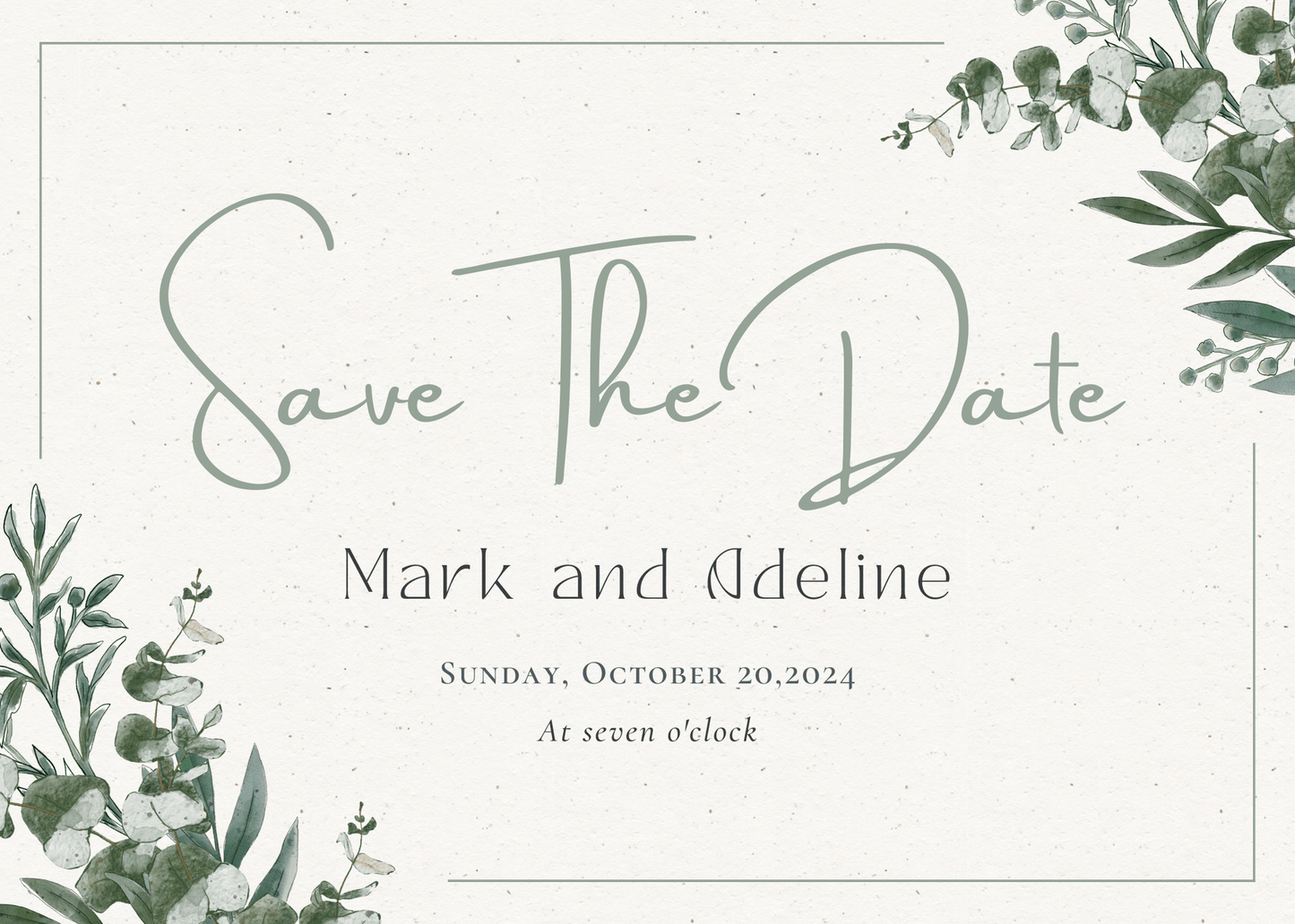 Save The Date Card Wedding Pre-Invitation (Sage & Cream)