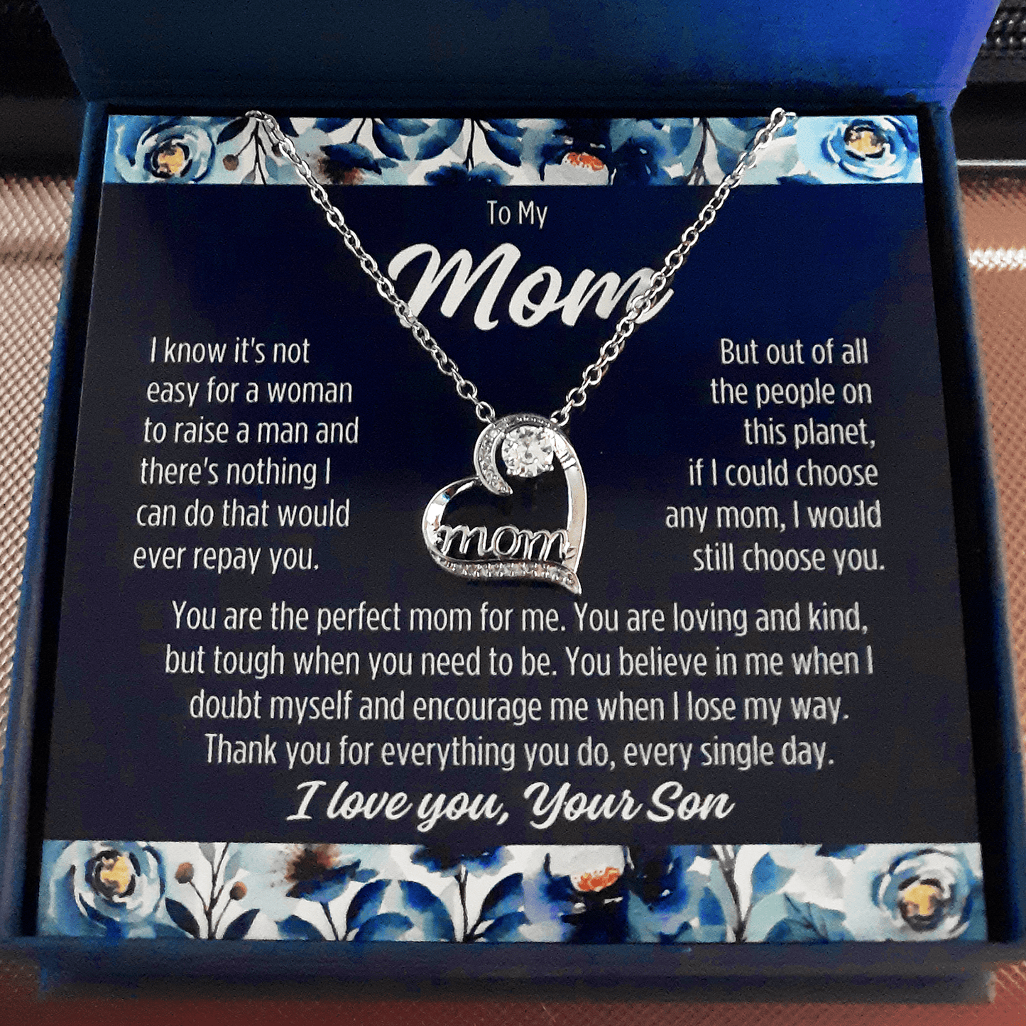EXPRESS GIFT! Ships Tomorrow Priority. To My Mom From Son "I know it's not.." Mom's Love Necklace