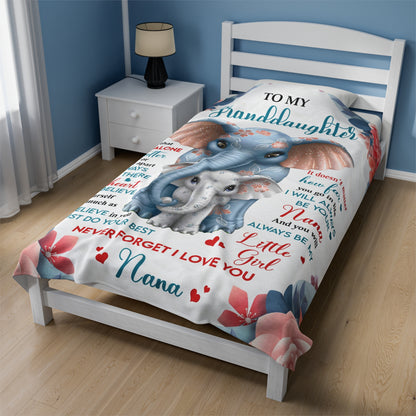 To My Granddaughter From Nana "No matter how far apart" Velveteen Plush Blanket
