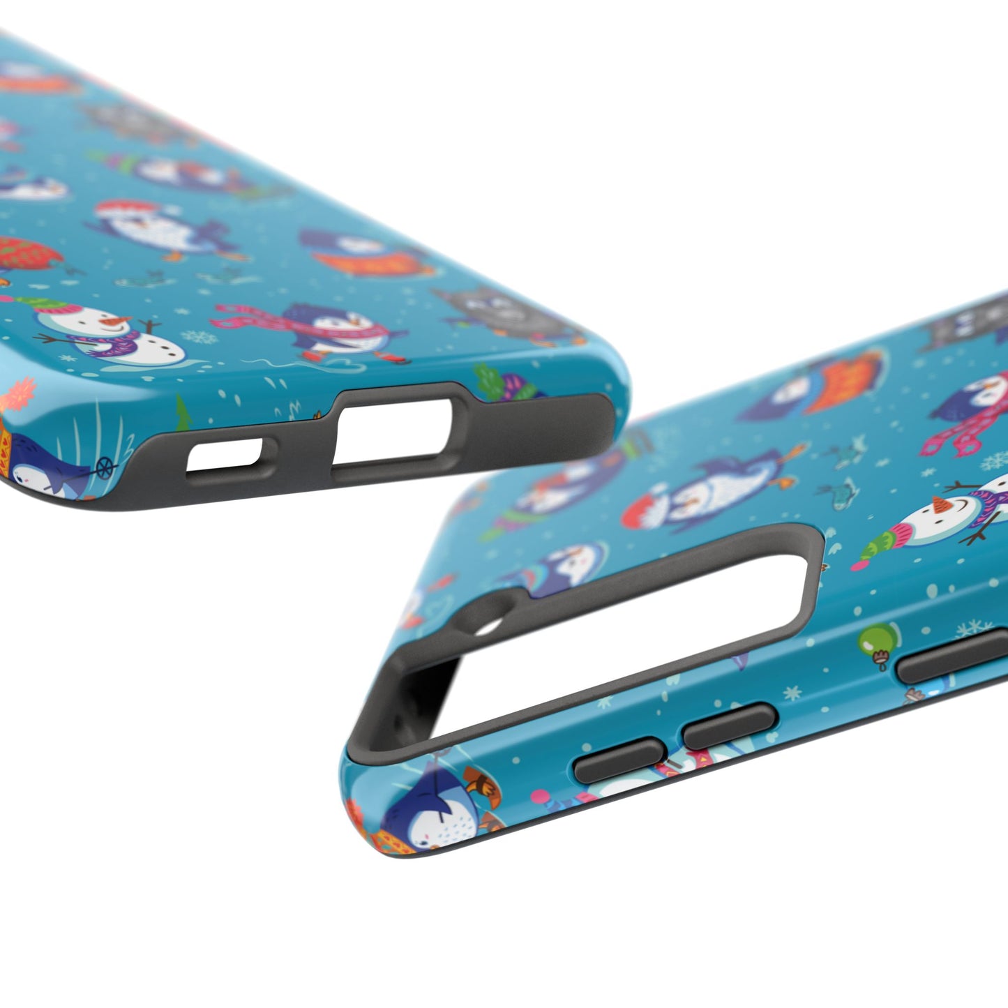 Whimsical Christmas Penguin & Snowman Tough Phone Cases