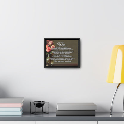 To My Wife "Meeting you was..." Framed Canvas (Roses)