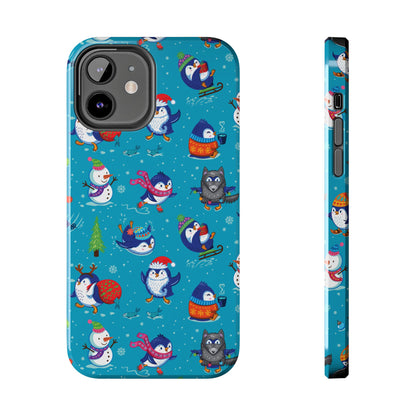 Whimsical Christmas Penguin & Snowman Tough Phone Cases