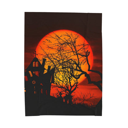 Haunted House Halloween Velveteen Super Soft Plush Blanket 60" X 80"