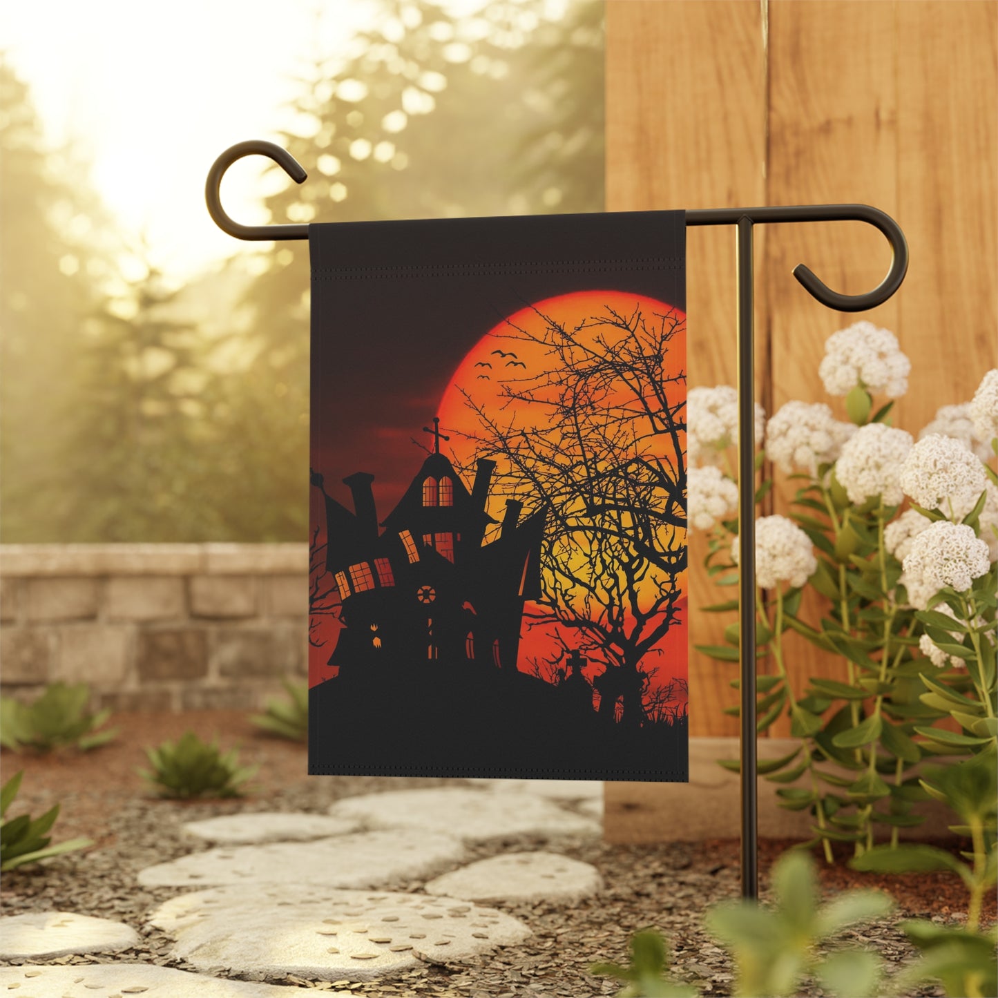 Haunted House Moon Halloween Garden & House Banner Flag