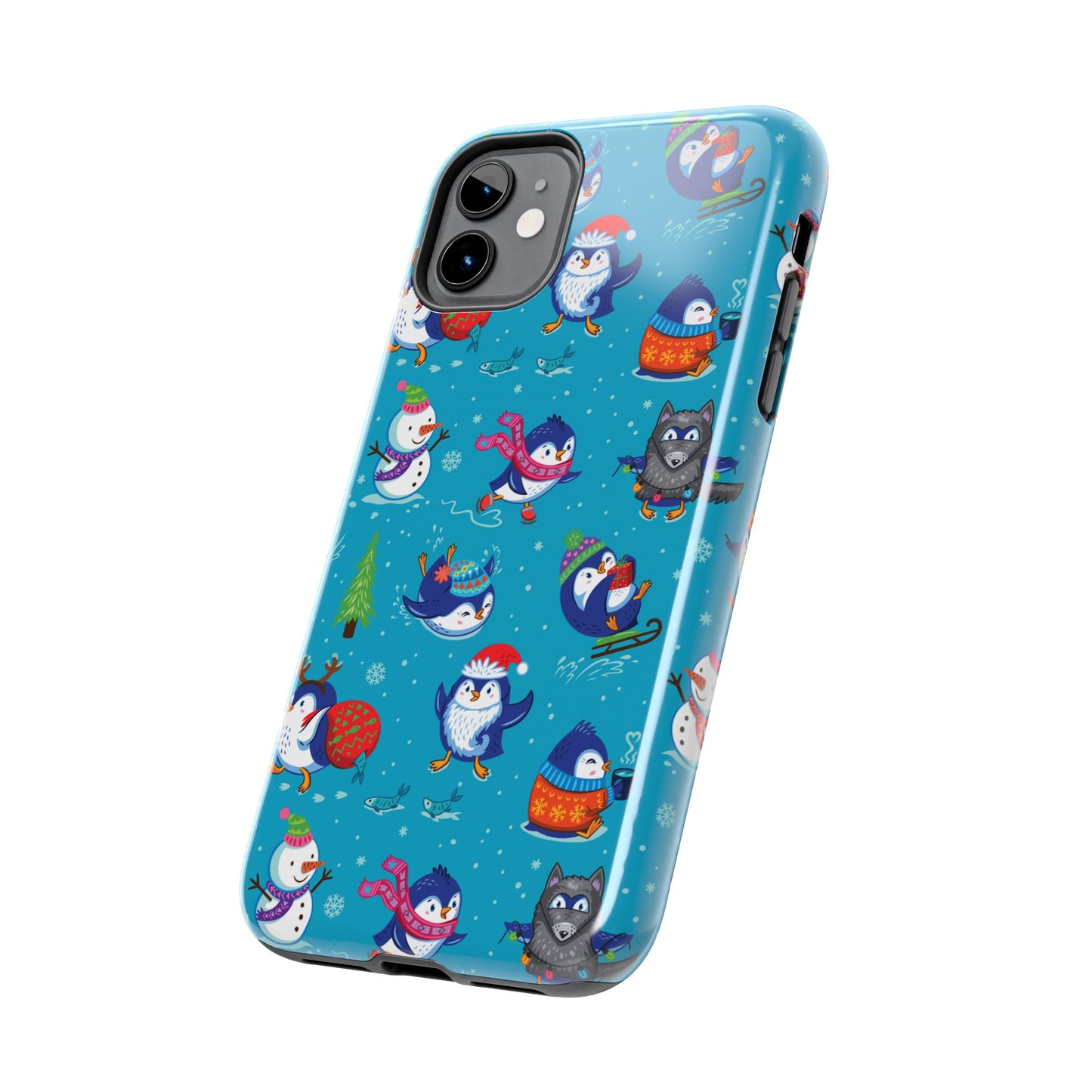 Whimsical Christmas Penguin & Snowman Tough Phone Cases