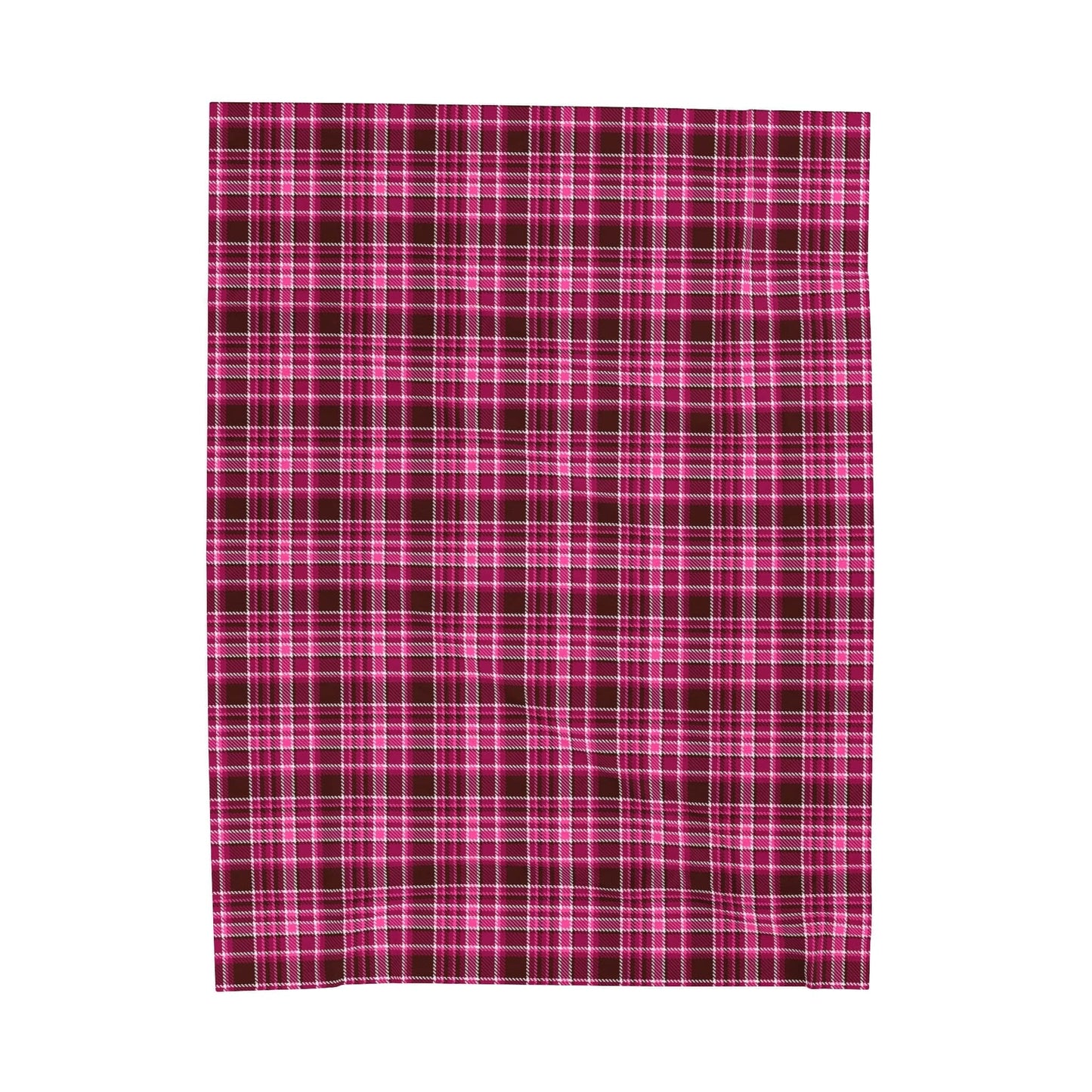 Hot Pink Tartan Plaid Print Velveteen Super Soft Plush Blanket 60" X 80"