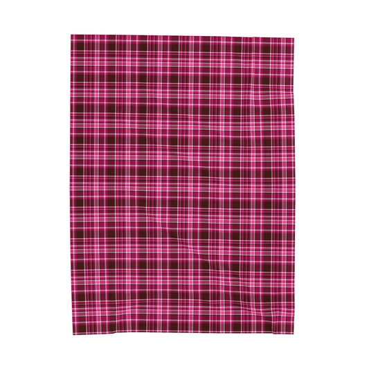 Hot Pink Tartan Plaid Print Velveteen Super Soft Plush Blanket 60" X 80"