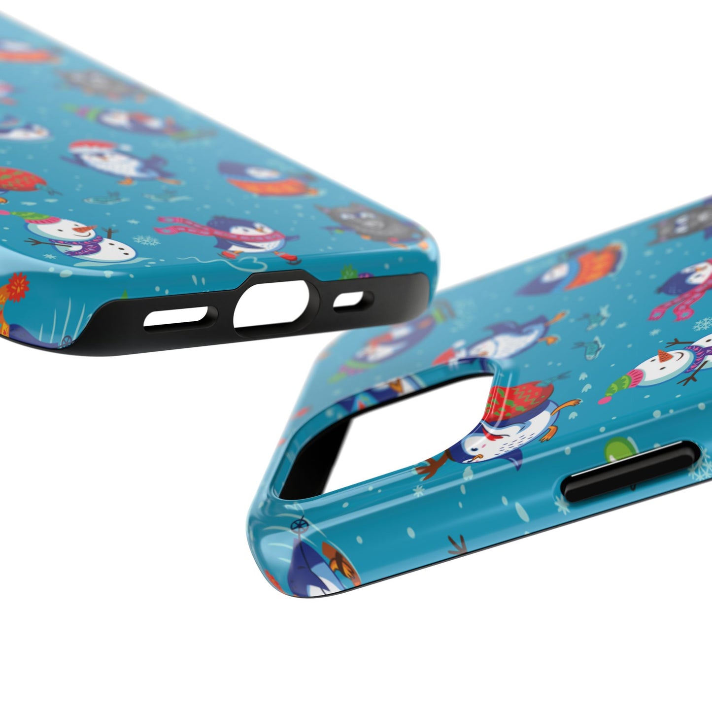 Whimsical Christmas Penguin & Snowman Tough Phone Cases