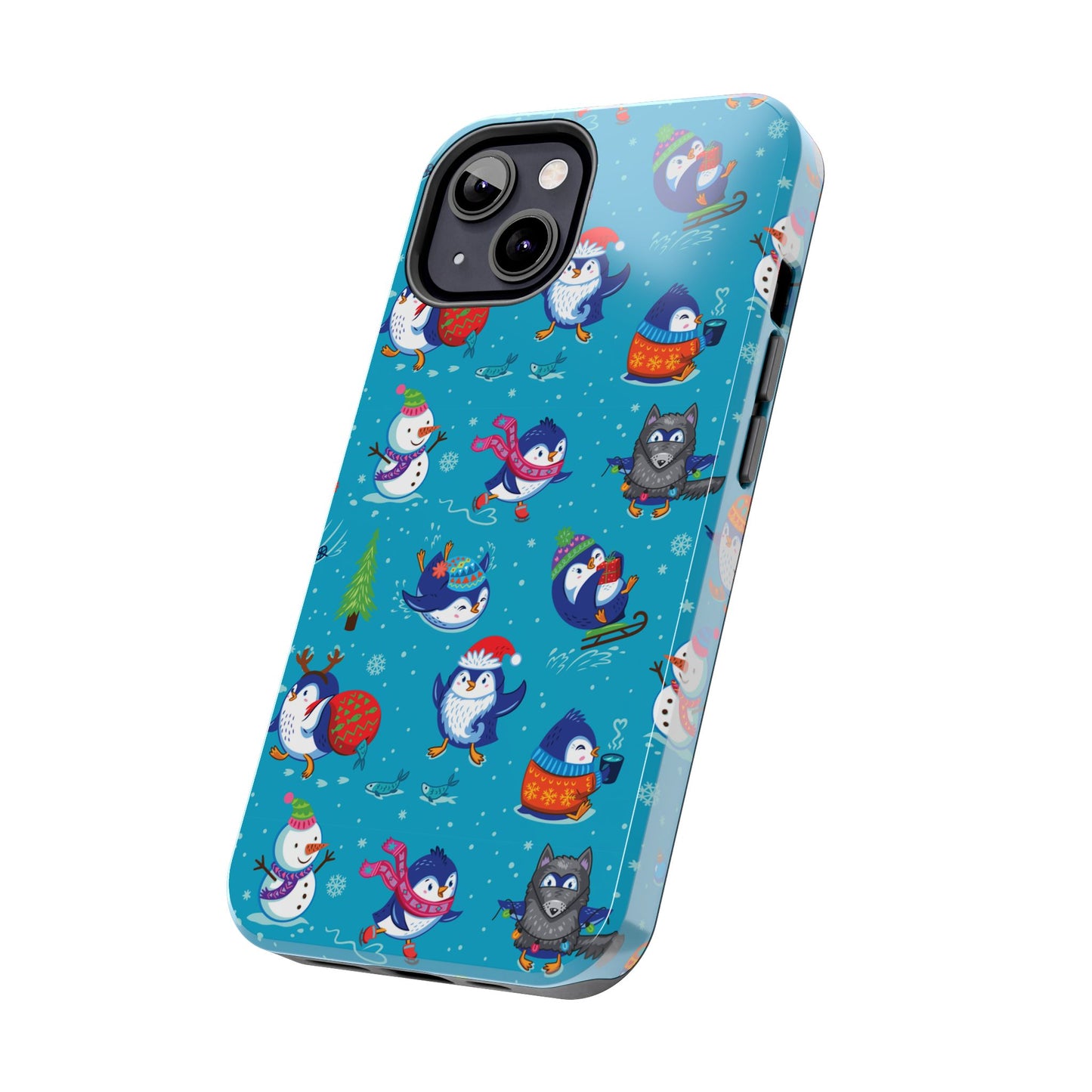 Whimsical Christmas Penguin & Snowman Tough Phone Cases