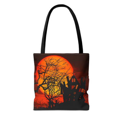 Haunted House Moon Halloween Tote Bag