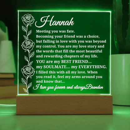 Personalize Names - To My Wife, Acrylic Plaque With Lighted Base