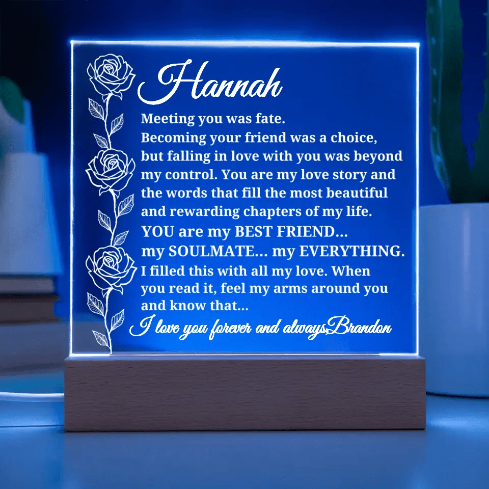 Personalize Names - To My Wife, Acrylic Plaque With Lighted Base