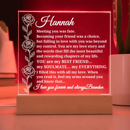 Personalize Names - To My Wife, Acrylic Plaque With Lighted Base