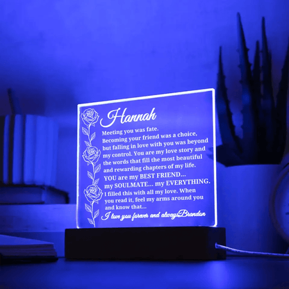 Personalize Names - To My Wife, Acrylic Plaque With Lighted Base