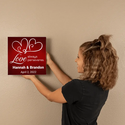 Love always perseveres. Wedding or Anniversary Gift Canvas