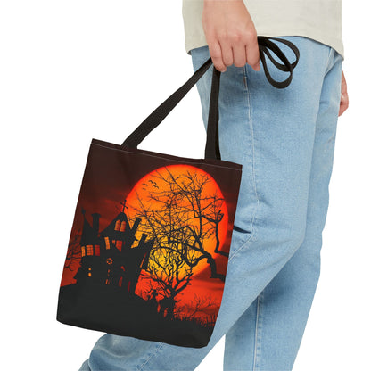 Haunted House Moon Halloween Tote Bag