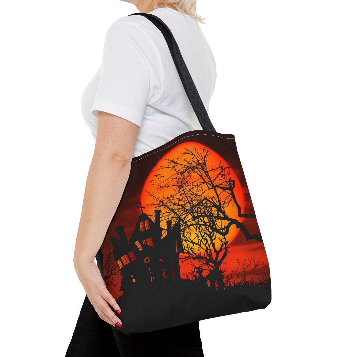 Haunted House Moon Halloween Tote Bag