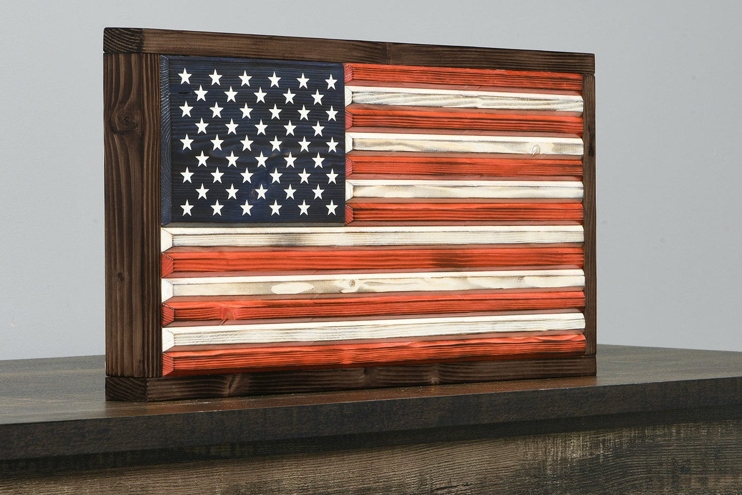 Framed Rustic Wooden American Flag, Handcrafted Woodworking by Eric