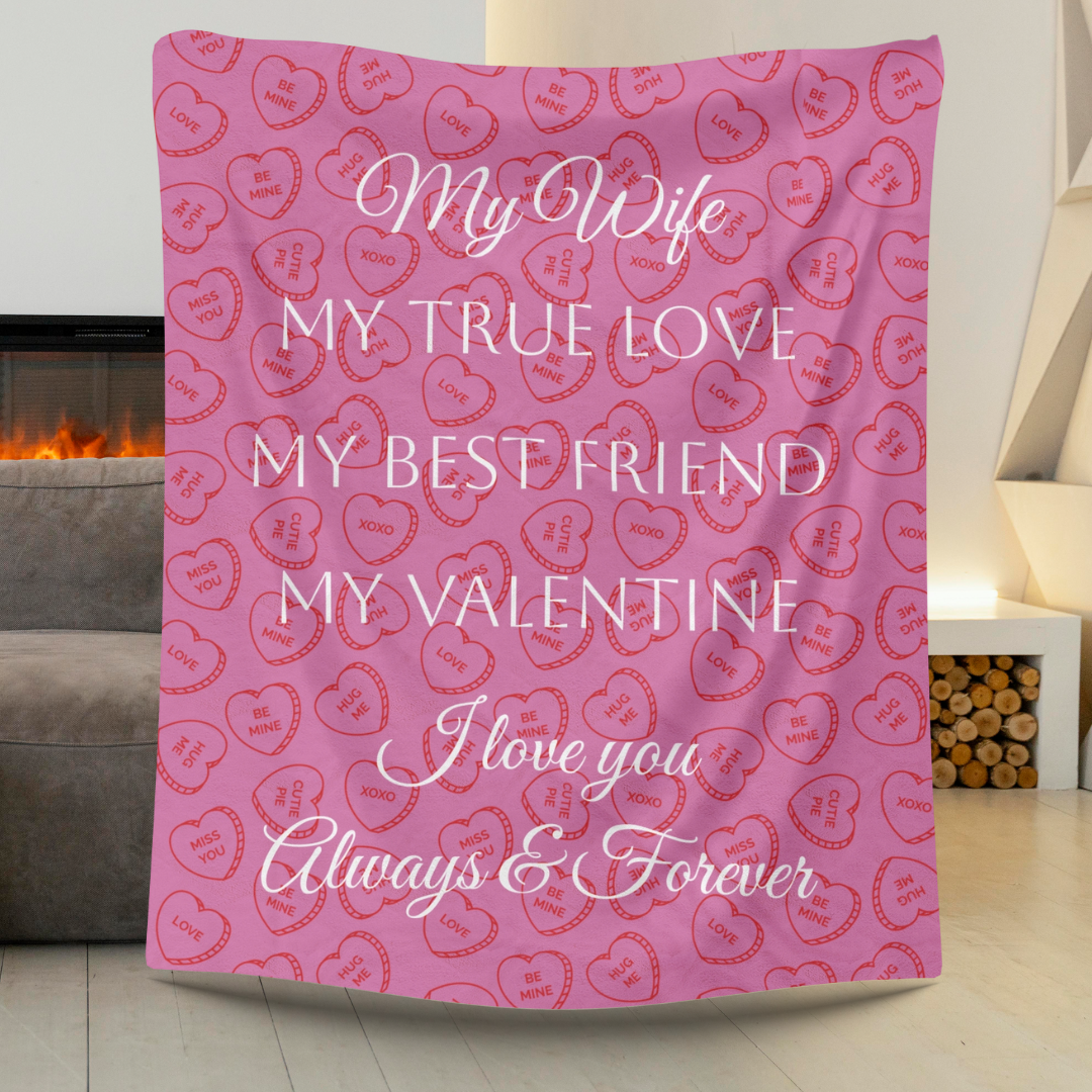 My Wife My Valentine Velveteen Plush Blanket