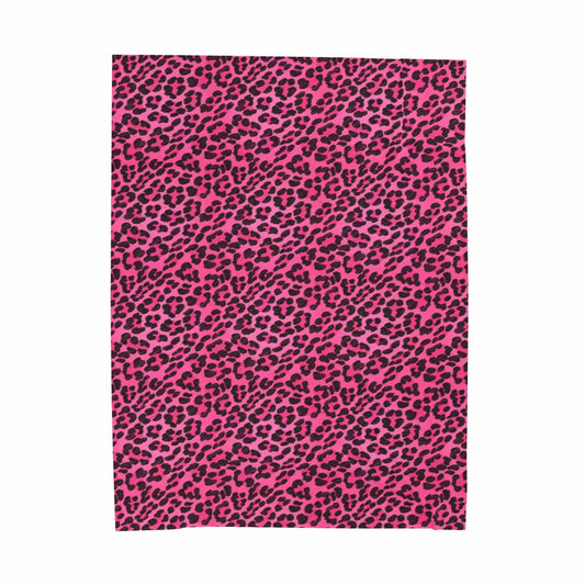 Hot Pink Leopard Print Velveteen Super Soft Plush Blanket 60" X 80"