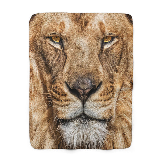 This Lion Keeps A Watchful Eye Over You Sherpa Fleece Blanket  50" X 60"